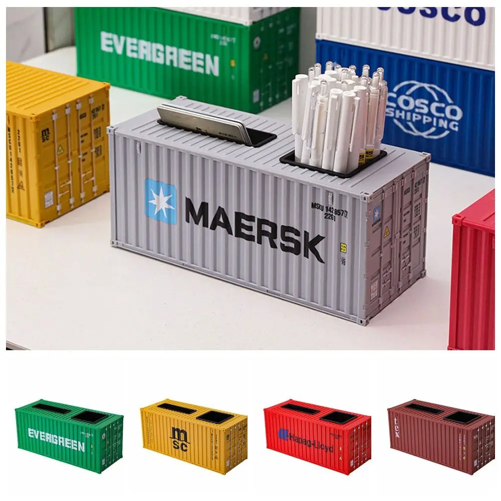 Ornaments 1:24 Shipping Container Creative Pen Holder Desktop Stationery Storage Box Business Card Organizer Decorative