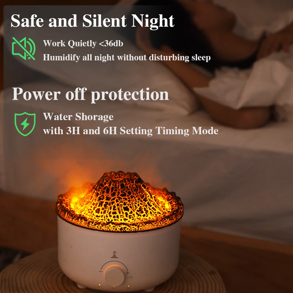 560ML Volcanic Flame Essential Oils Humidifiers Jellyfish Cute Smoke Ring Fire Sprayer Night Light Air Humidifier For Home