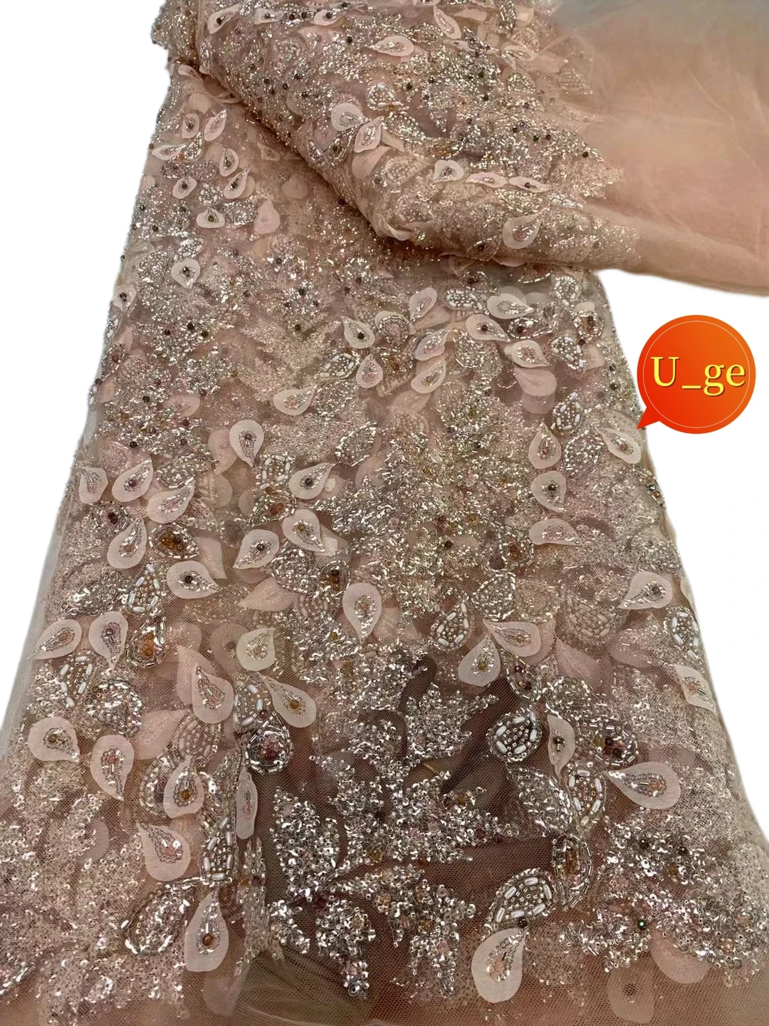 5Yards 2024 Latest Best Quality Delicate Soft Eligant Embroidered Beaded tube Lace Fabric For Party Evening Dresses U_GE5538