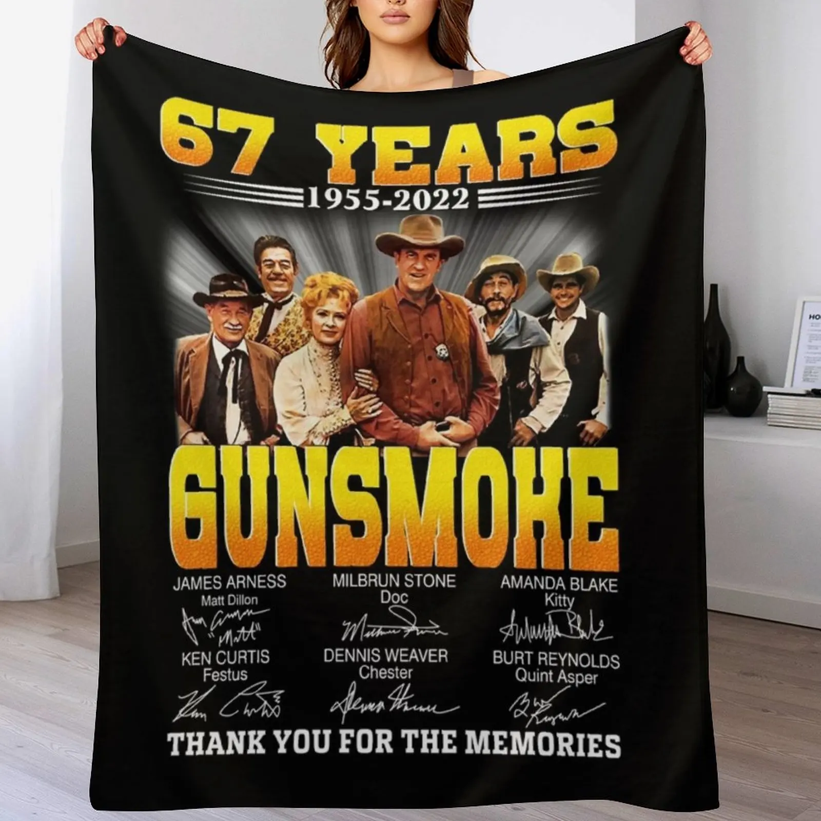 

67 years Gunsmoke Throw Blanket No Pilling Soft Warm Blanket for Bed