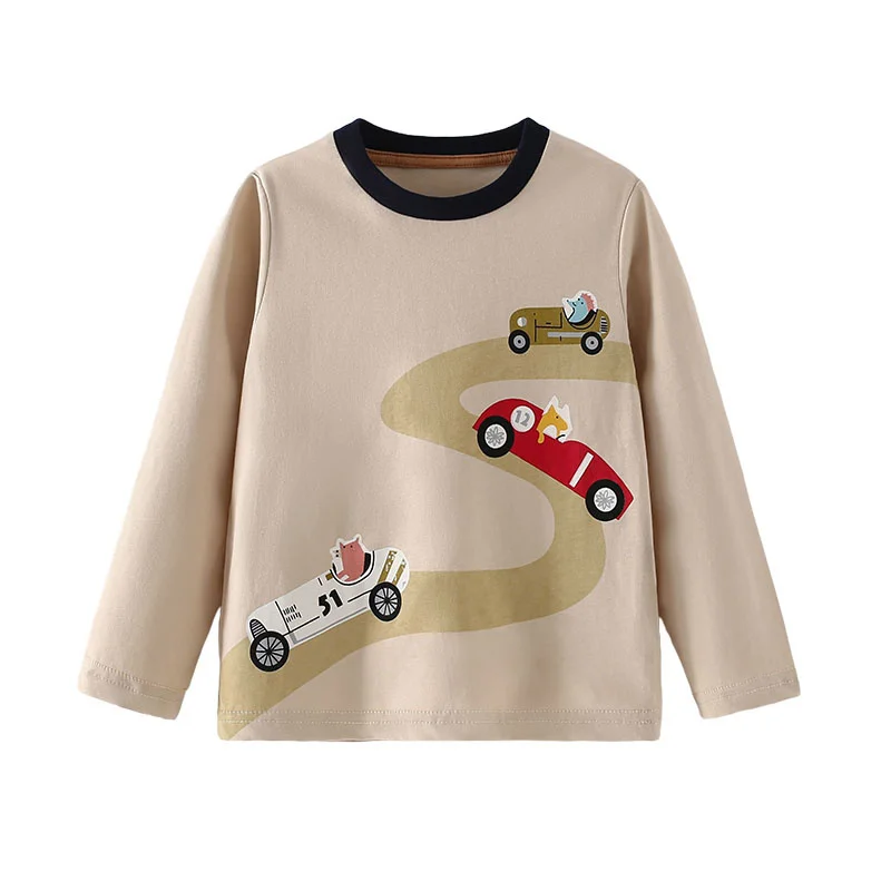 

3-8T Cars Girl Long Sleeve T Shirts Cotton Kids Autumn Spring Kids Boys Clothes Children's Tops Fashion Toddler Shirts