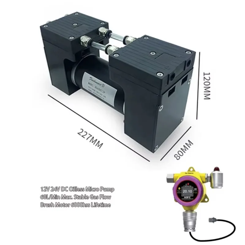 

Double-head In Parallel 60LPM 12V 24 Volt DC Micro Air Pump Small Diaphragm Vacuum Pump For Automation Equipment