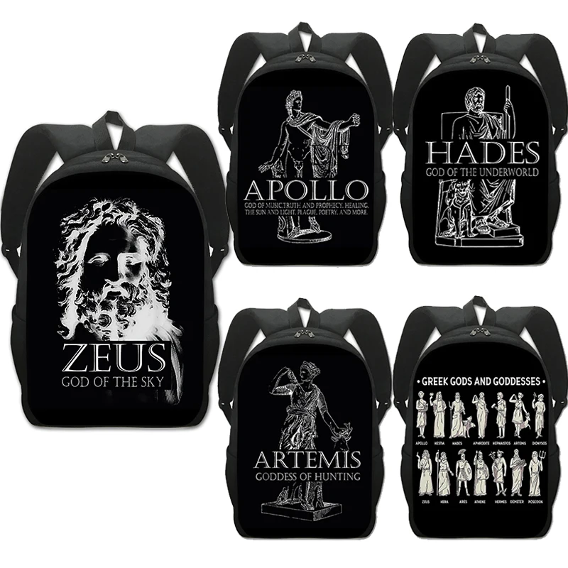 Greek Mythology Gods Print Backpack Women Men Zeus Athena School Bags for Teenagers Bookbag Kids Laptop Daypack Rucksacks Gift