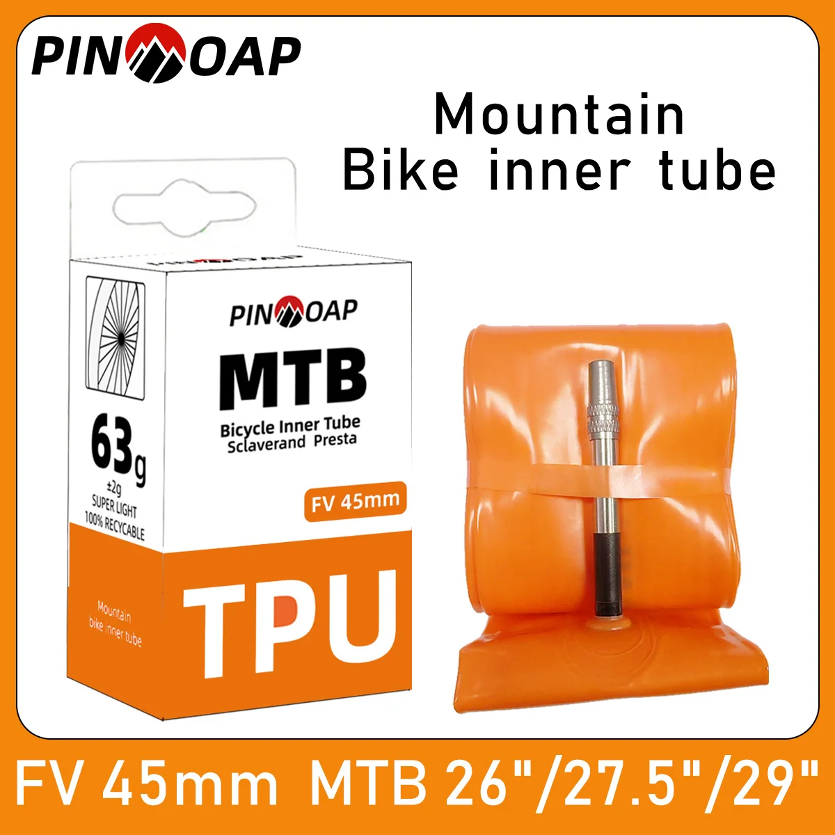 

Внутренняя камера для велосипедов PINMOAP (1/2/5/10 шт.), из ТПУ, прочная, устойчивая к проколам и старению, подходит для колес 26/27.5/29 дюймов.