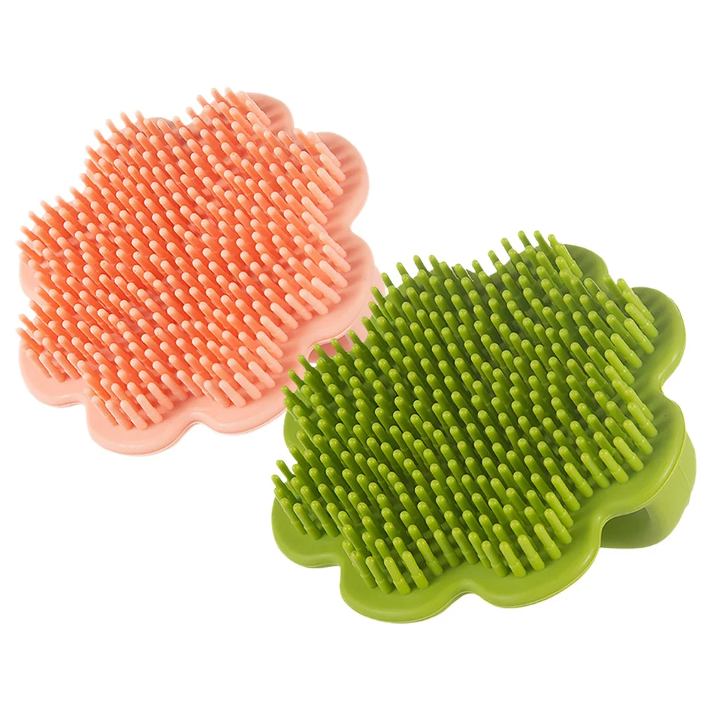 

2 шт., щетка для детского шампуня, силиконовая крышка-колыбель, массажер для кожи головы, детская ванна, скруббер для волос, мягкая щетка для новорожденных и малышей