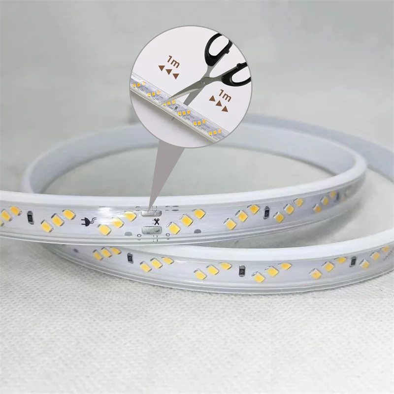 Imagem -05 - Impermeável Led Strip Lights para Sala de Estar Fita Fita Flexível Jardim Iluminação ue Power Plug 220v 2835