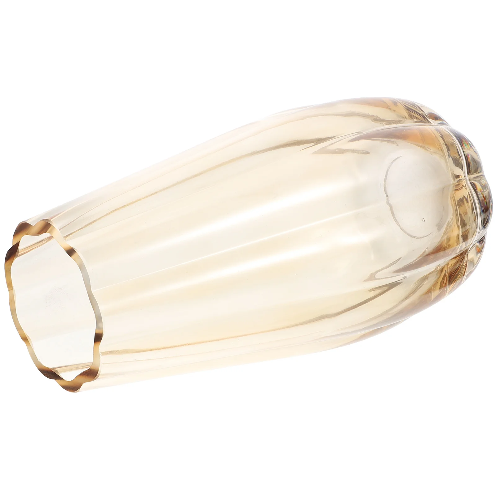 

1Pcs Amber Colored Glass Flower Vase Simple Style Smooth Lines Home Office Decoration Dried Flower Container Colored Glass Vase