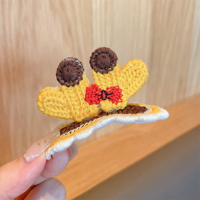 漫画ニットヘアクリップ韓国のかわいいウサギの耳サイドクリップファッションガールヘアピン