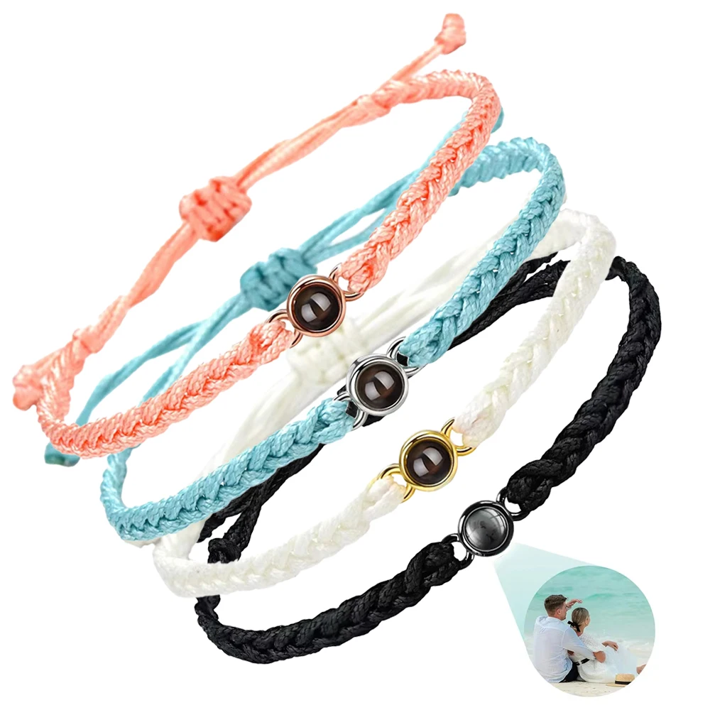 

QICAI Custom Photo Bracelet With Photo Projection Hand Woven Personalized Photo Projection Memory Bracelet Photo Wholesale