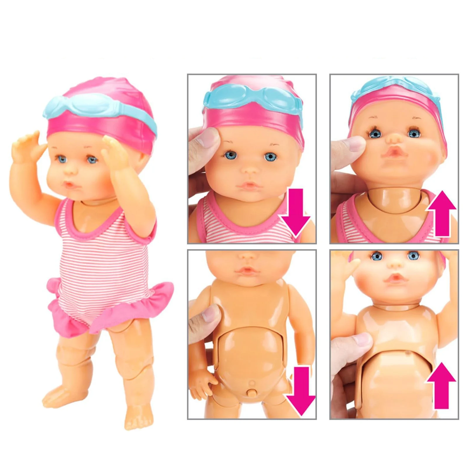 Boneka Bayi Air Elektrik Boneka Renang Backstroke Yang Dioperasikan dengan Baterai untuk Anak-anak Perlengkapan Pesta Pantai Olahraga Air EIG88