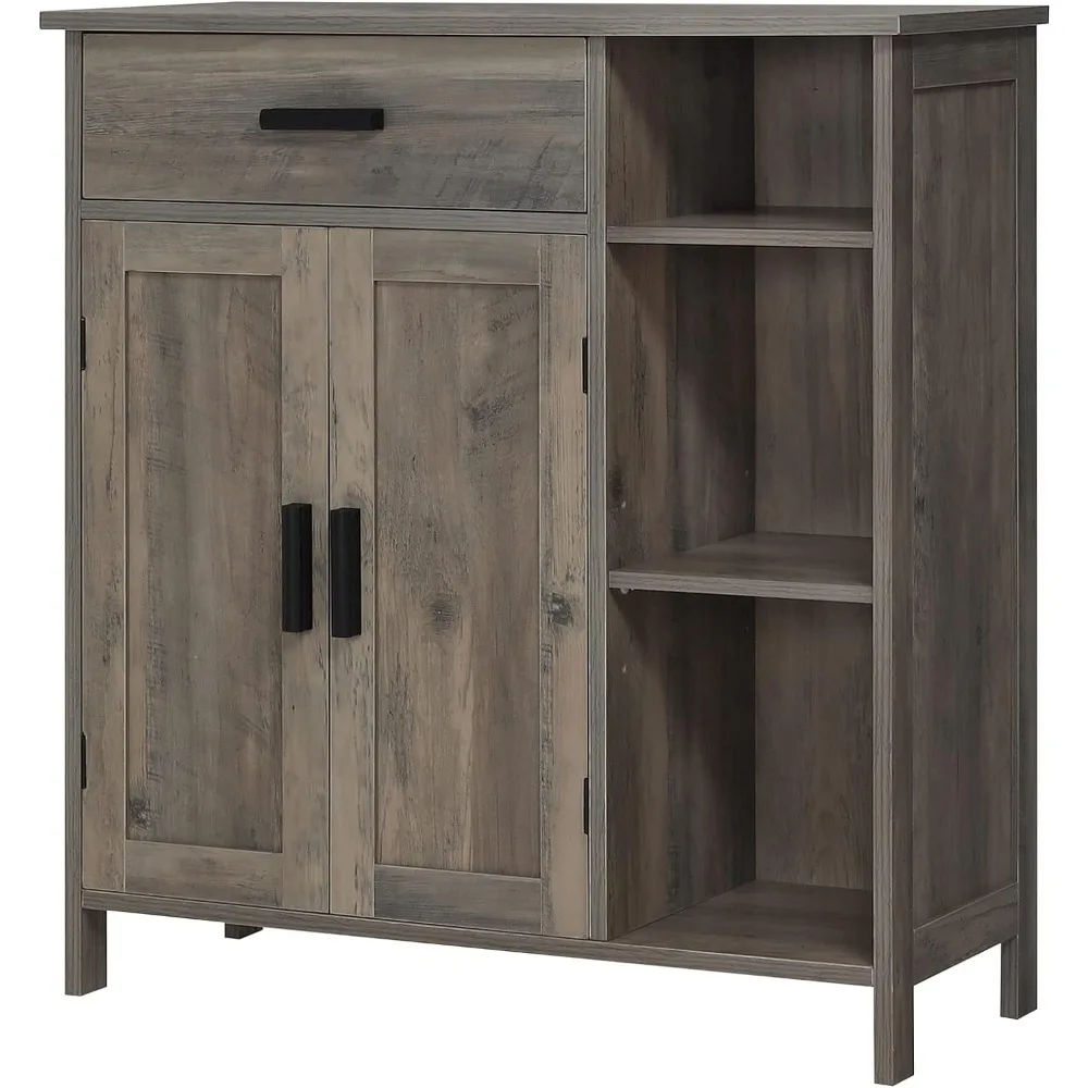 

WEENFON Bathroom Cabinet, Floor Storage Cabinet with Doors and Shelves, Freestanding Coffee Bar Cabinet with Drawer