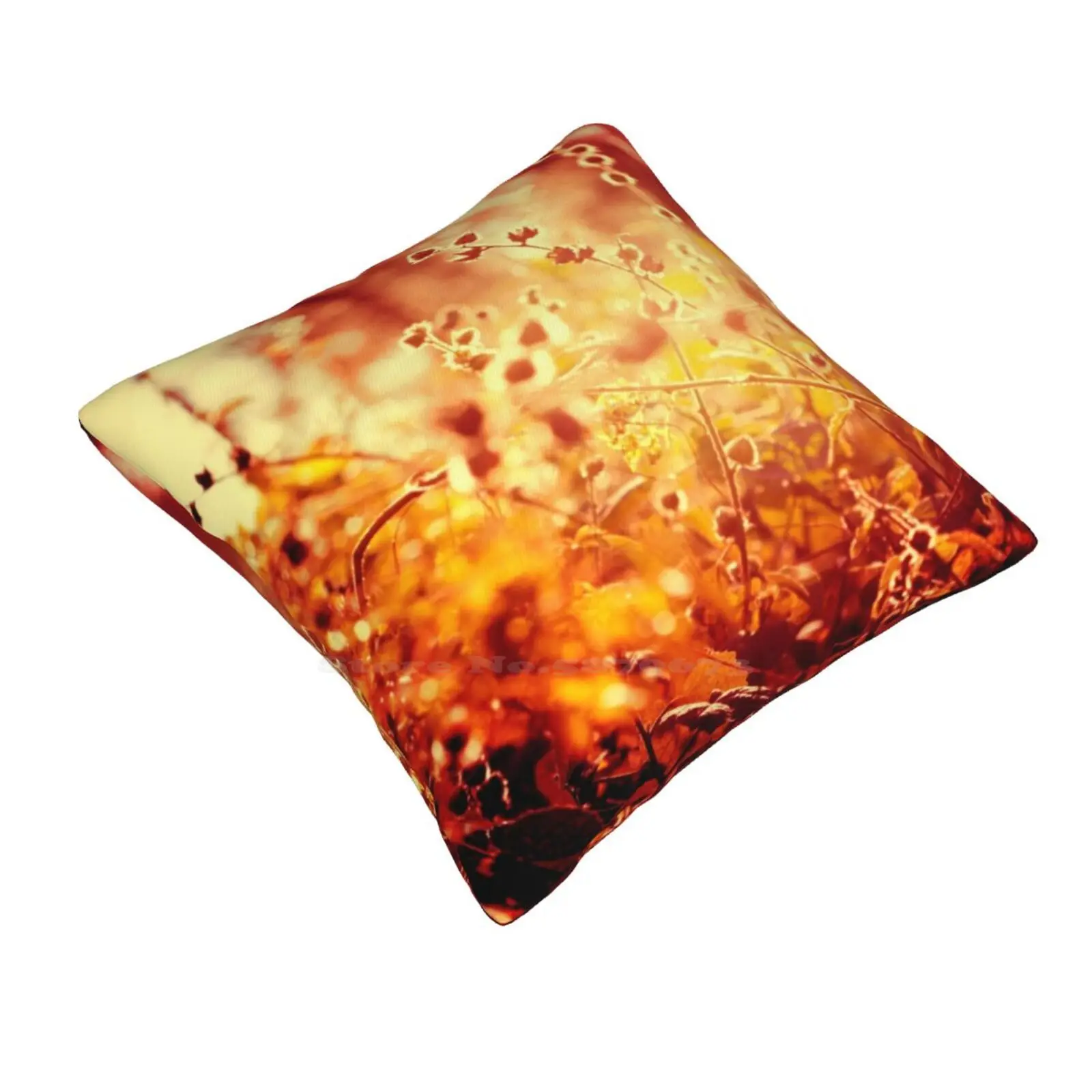 Sunset In My Garden. Soft Comfortable Pillowcase Sunset Plant Beauty Garden Orange Glowing Backlit Incredi Square Organic Beata