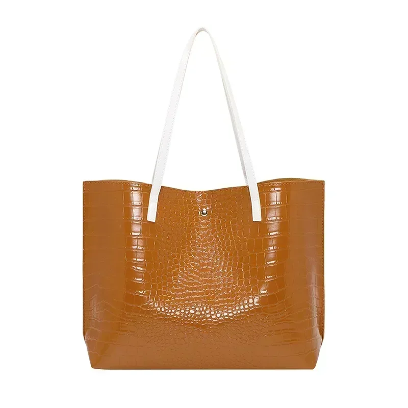 STB6 bolsos de hombro de cuero con patrón de cocodrilo para mujer, bolsos de viaje de gran capacidad, bolsos casuales para mujer