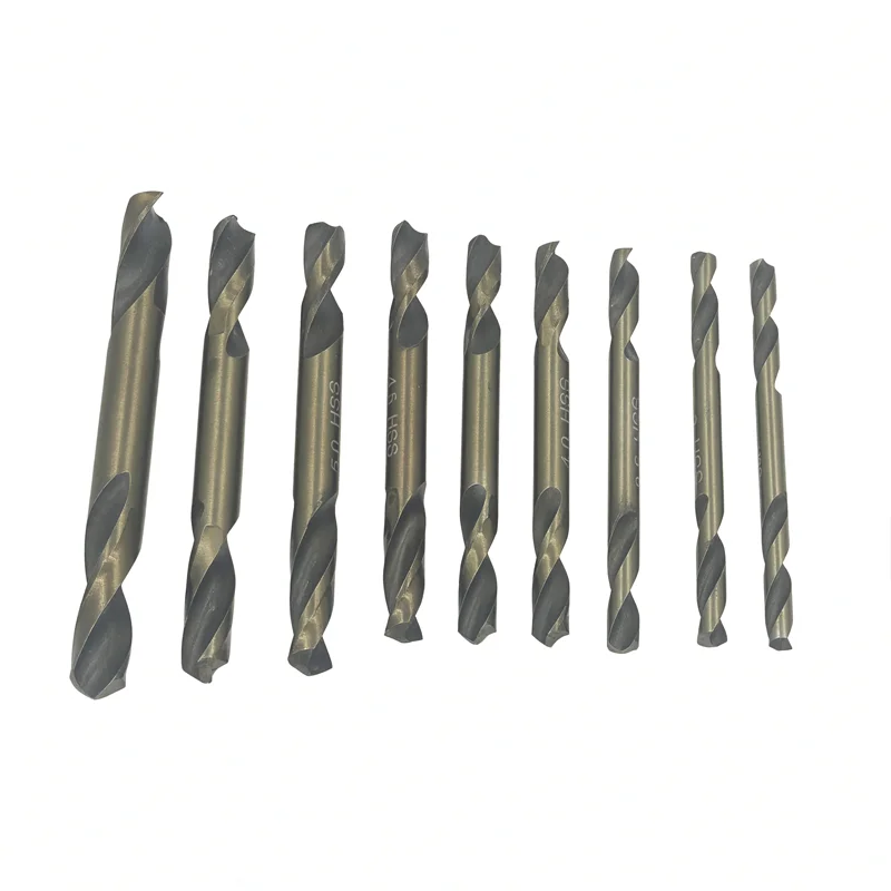 9Pcs Double End M35 Cobalt Twist Drill Bit Set 3-6mm 135° Split Point Drill Bits for Stainless Steel Metal Alloy Wood