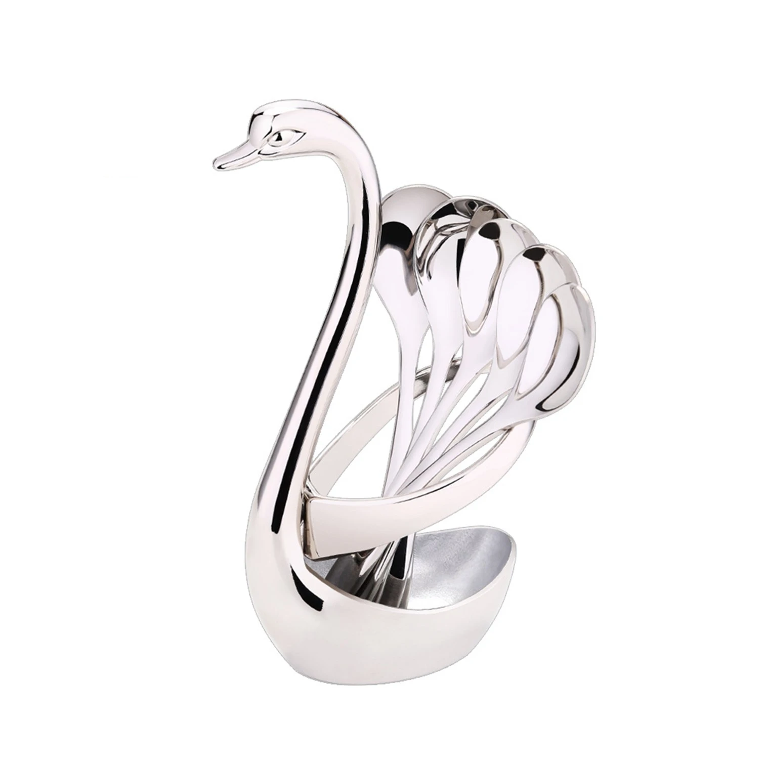 

Luxury 304 Stainless Steel 2-tine Salad Fork Cute Graceful Swan Holder Cake Dessert Utensils Fruit Afternoon Tea Accessories