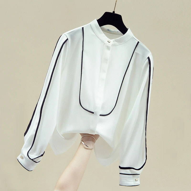 Long Sleeve White Blouse Shirt Blouse Women Blusas Mujer De Moda 2024 Chiffon Blouse Women Tops And Bloues Camisas Mujer D743