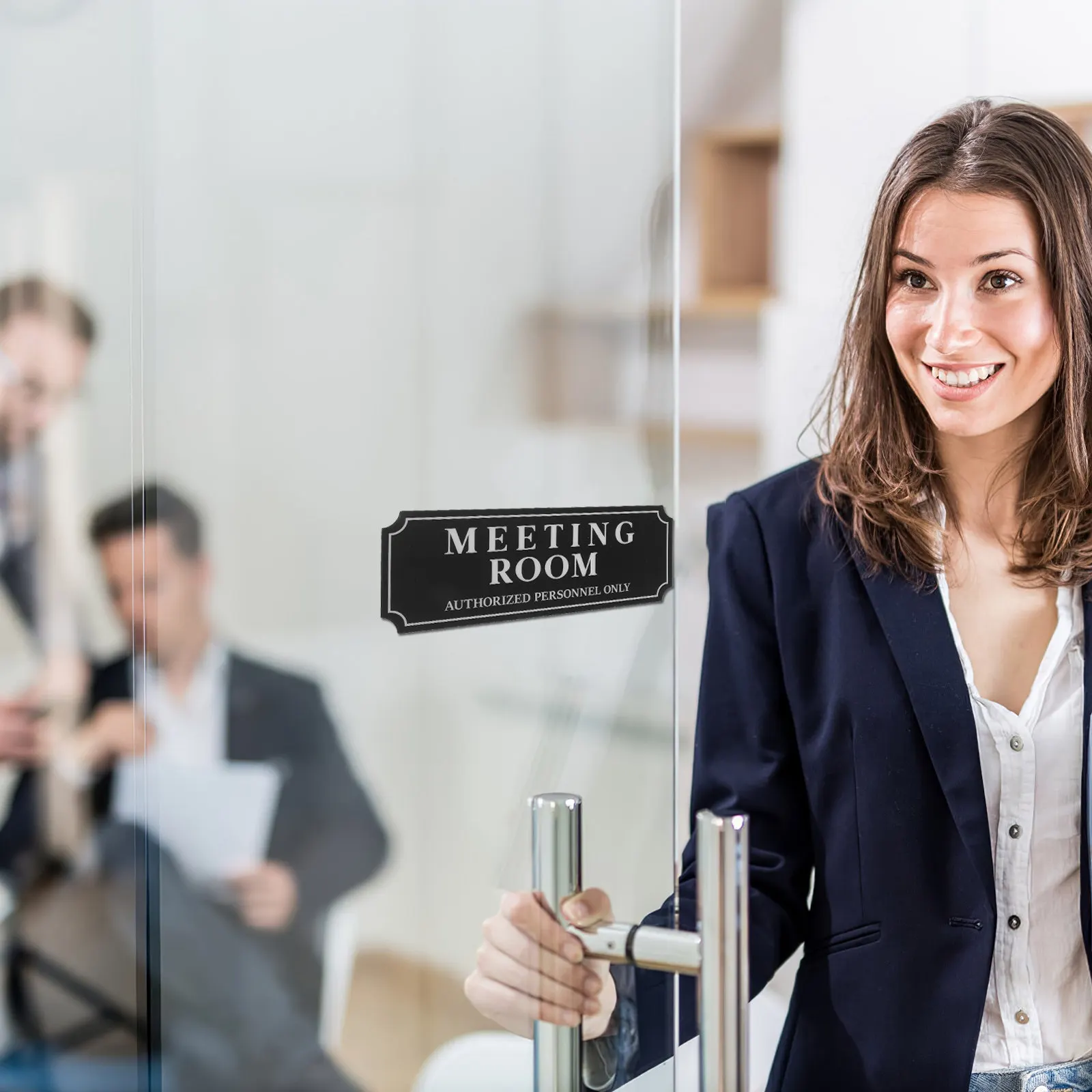 5Pcs Self-Adhesive Meeting Room Door Sign Waterproof Plastic Conference Room Sticker Office Door Name Plate 9.06x3.15in