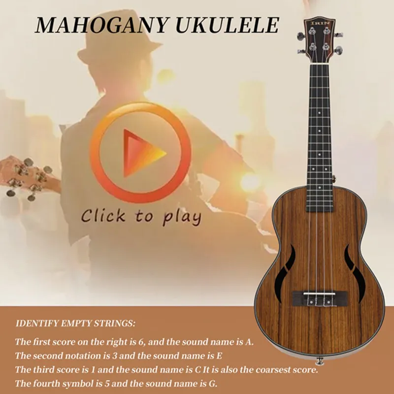 Irin Tenor Ukulele 26 นิ้วไม้วอลนัท 18 Fret กีตาร์อะคูสติก Ukelele Mahogany Fingerboard คอฮาวาย 4 String กีต้าร์