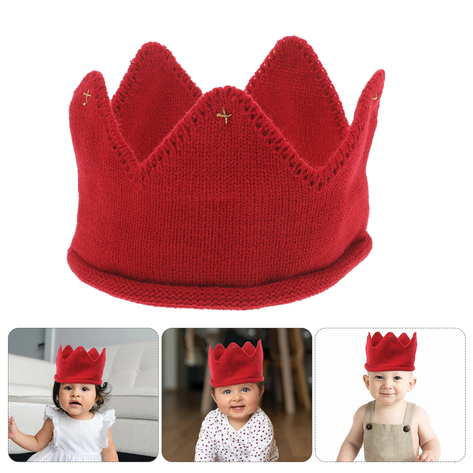

Knitted Hat Little Girls Kids Beanie Headband Crown Toddler Birthday for Boy Baby Fabric Hood