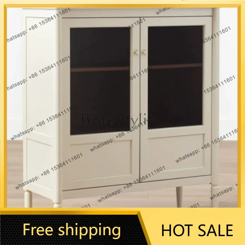Zj.. Simple cream wind bookcase bookshelf opposite door display side cabinet small apartment customization