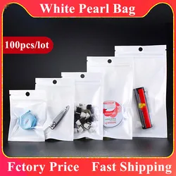 100Pcs Clear Voor Witte Zip Lock Geschenken Zak Doorschijnend Snack Snoep Telefoon Geval Sieraden Masker Armband Ornamenten Verpakking Pouches