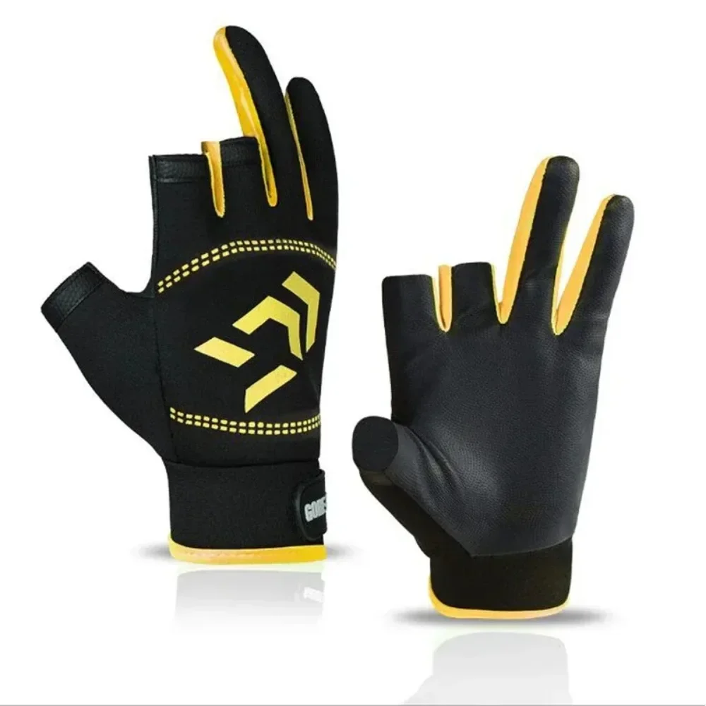 Fishing Cycling Gloves Men Summer Three Finger Cut Gloves for Fishing Sun Protection Male Anti-Slip Drive Breathable Thin Gloves