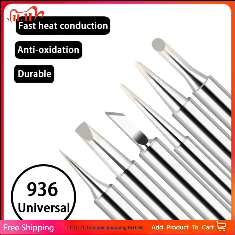 

Soldering Iron Tips 5packs 900M-T Series K/SK/B/I/IS/1C/2C/3C/4C/2.4D/3.2D Lead-Free Welding Head BGA Soldering Tool Accessories