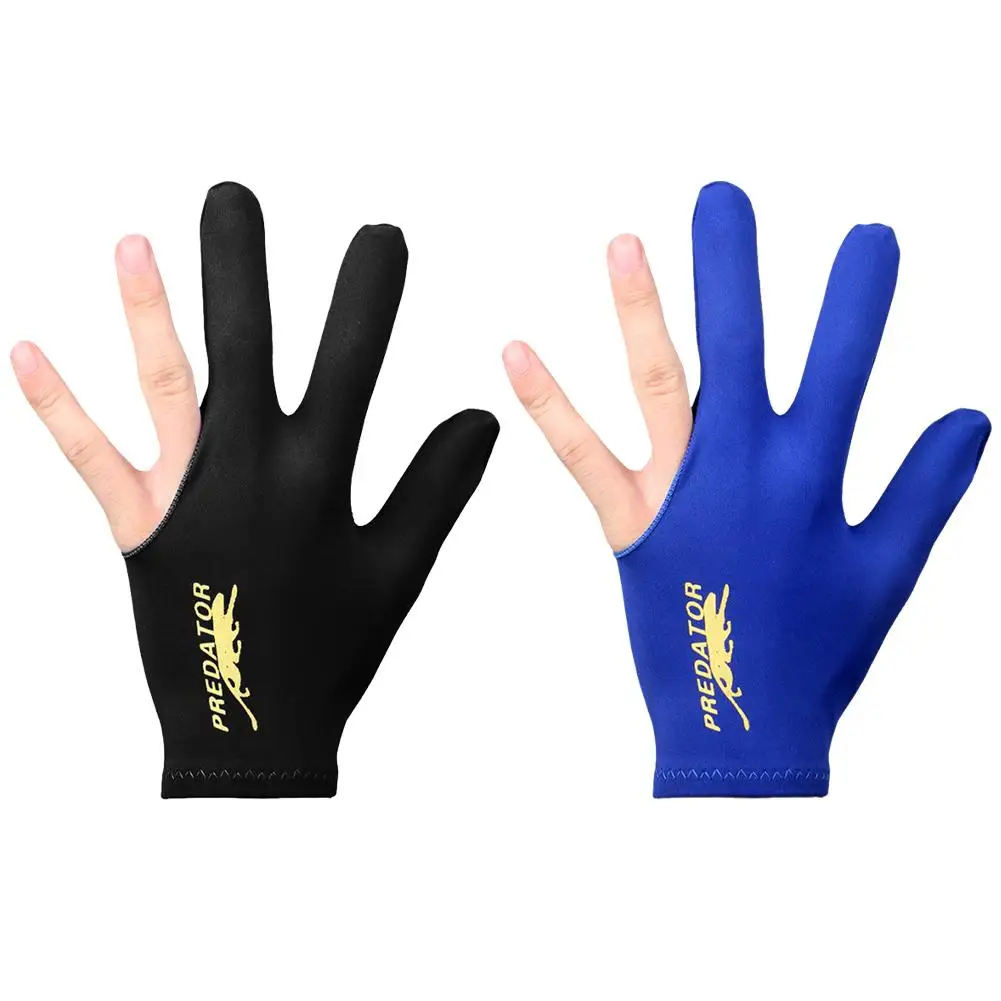 1pcs Three Fingers Full-finger Snooker Pool Cue Billiard Glove For Left Hand Lycra Fabrics Embroidery Billiard Accessory