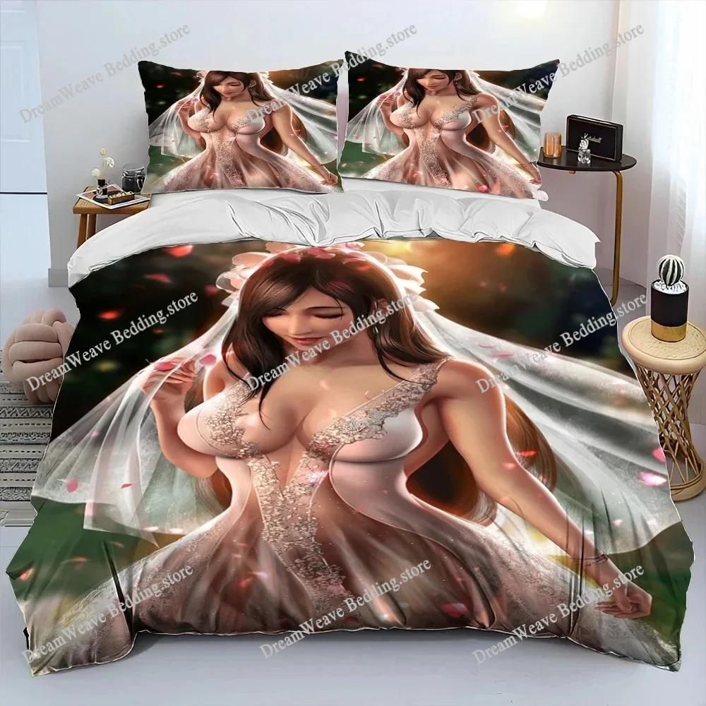 

Tifa Aerith Sexy Girl Lace Bedding Set Single Twin Full Queen King Size Bed Set Aldult Kid Bedroom Duvetcover Sets Bed Sheet Set