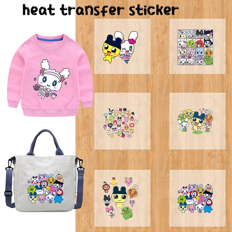 

Tamagotchi Heat Transfer Sticker Cartoon Patches Iron on Heat Transfers Clothes Thermal Applique Sticker T Shirt DIY Decor Gift