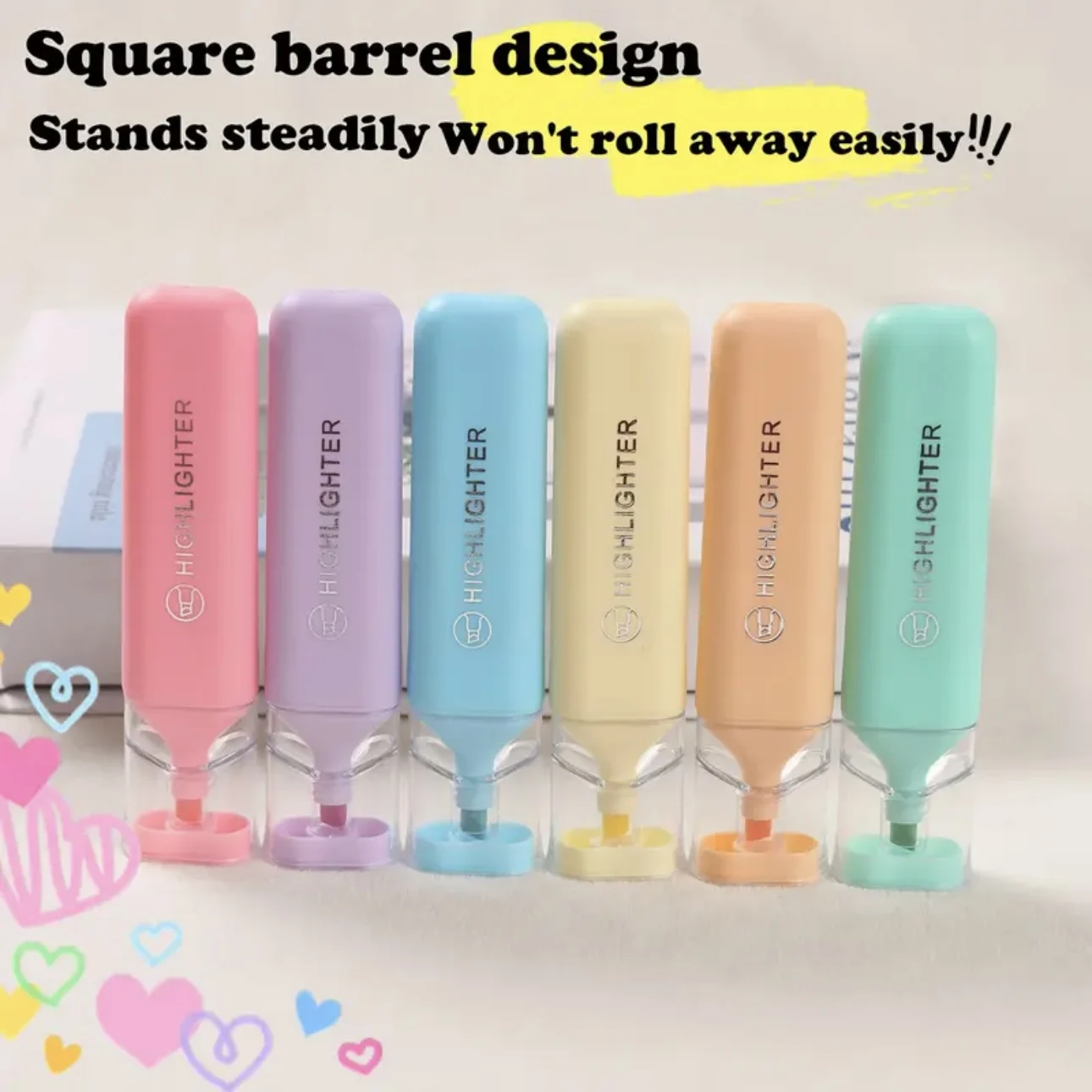 

6pcs Professional Water-Based Highlighter Markers 6 Colors - Smudge Proof Pens for Document Review, Filing & Office Supplies