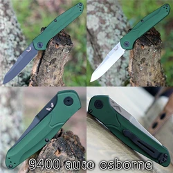 BM 9400BK Osborne Folding Knife Tactical Pocket Knife 3.4\ S30V Black Plain Blade, Green Aluminum Handles Tactical EDC Knives