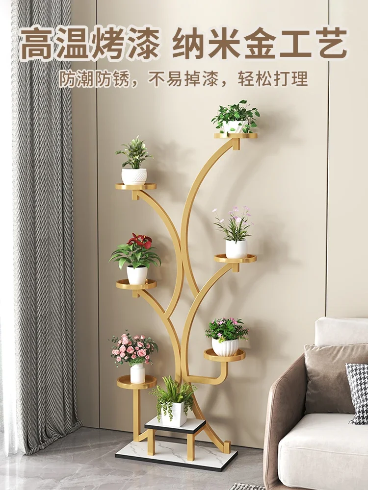 High end flower rack, living room, floor standing multi story balcony storage rack, succulent flower rack, universal wheel