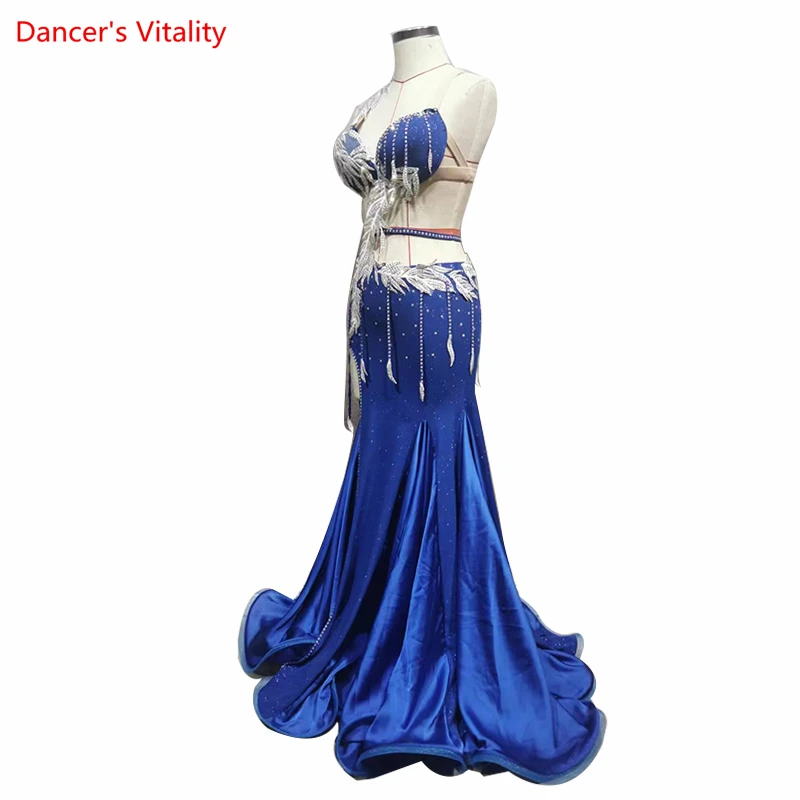 Belly Dance Performance Costume Set for Women Customized Bra+split Long Skirt 2pcs Female Oriental Competitoin Clothing