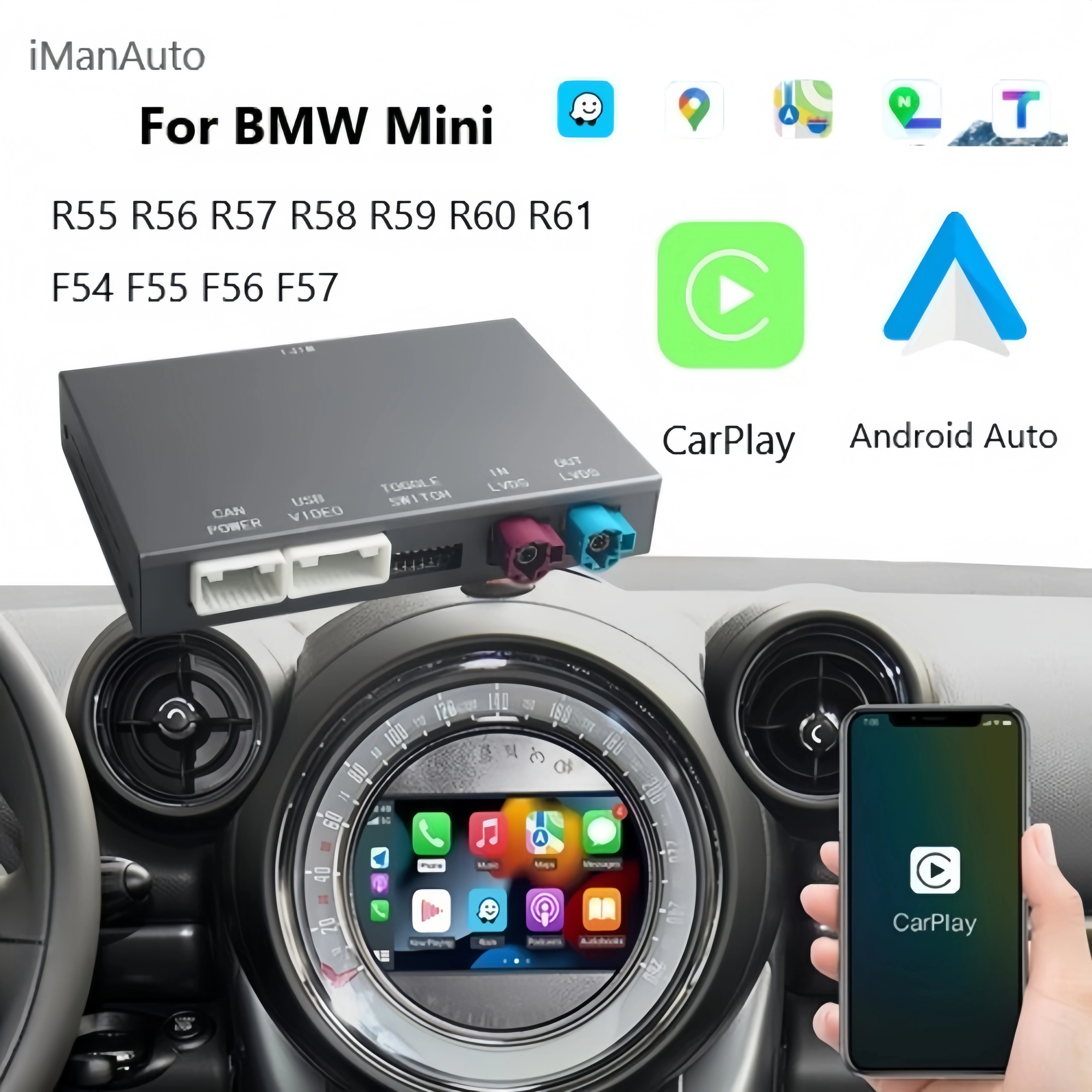 CarPlay inalámbrico Android Auto para BMW CIC NBT Mini R55 R56 R57 R58 R60 R61 F54 F55 F56 Clubman Countryman Cooper