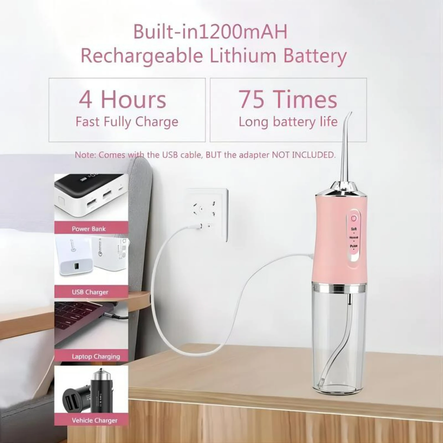 Portable, Recyclable, and Easy-to-Use Mother's Day Gift: 4-in-1 Cordless Water Flosser with DIY 4 Jets - Perfect for Travel and