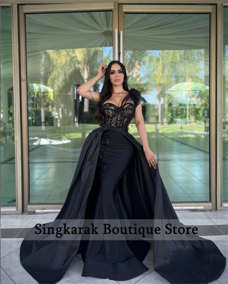 Hunter Green Dubai Evening Dresses With Detachable Train 2024 Beading Crystal Wedding Reception Party Prom Gowns Vestidos