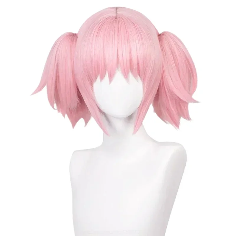 Kaname Madoka Cosplay Wig Pink Ponytail Wigs with Bangs Cute Lolita Pigtails Wig for Women Girls Comic Con Props