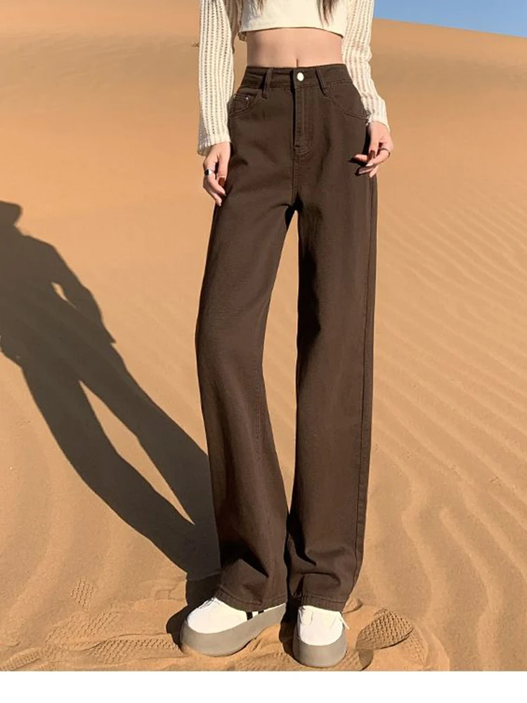 plus Size American Sle Women's Thiened Denim Pants Autumn Winter New Sle Slimming Drapey Wide Leg Long Trousers