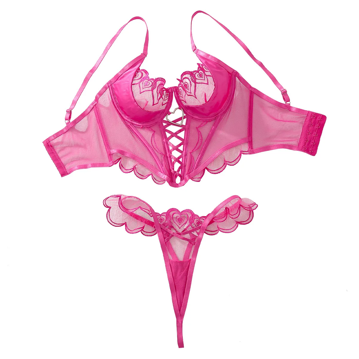 Lovermore Fancy Heart Lingerie Lace Up Hollow Corset g-String Onlyfans Kit Rose Transparent Bra Fantasy Sexy Clothes For Lady image 4