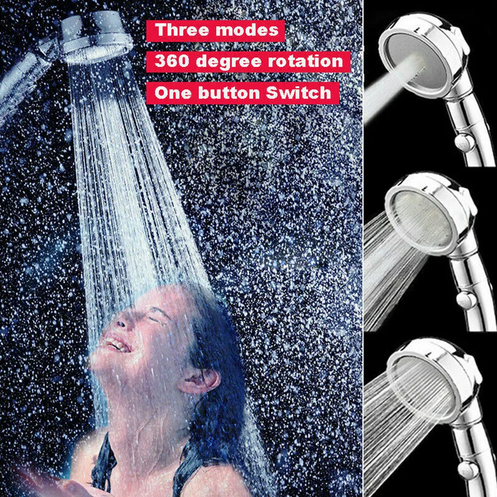 Shower Head High Water Pressure Booster Sprayer Handheld On/Off/Pause Plastic Bathing Nozzle