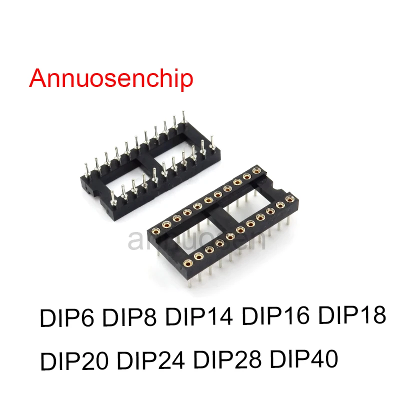 10pcs New and Original IC Sockets DIP6 DIP8 DIP14 DIP16 DIP18 DIP20 DIP24 DIP28 DIP40 pins Connector Socket 6 8 14 16 18 20 pin