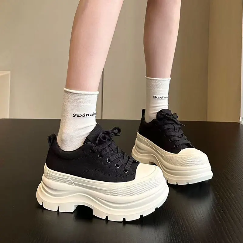 Women Multi Layer Platform Sneakers Lace Up Round Toe Casual Skate Shoes Streetwear Walking Trainer Footwear Casual Sports Shoes - view 3