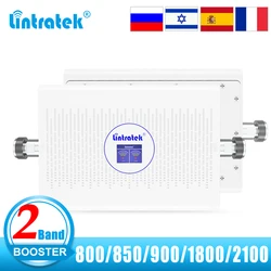Lintratek 2 Band Cellular Amplifier B20 800 850 900 1800 2100 MHz GSM LTE 2G 3G 4G Signal Booster ALC 70dB Mobile Phone Repeater