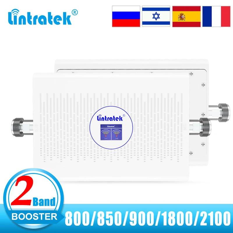 Lintratek 2 Band Cellular Amplifier B20 800 850 900 1800 2100 MHz GSM LTE 2G 3G 4G Signal Booster ALC 70dB Mobile Phone Repeater