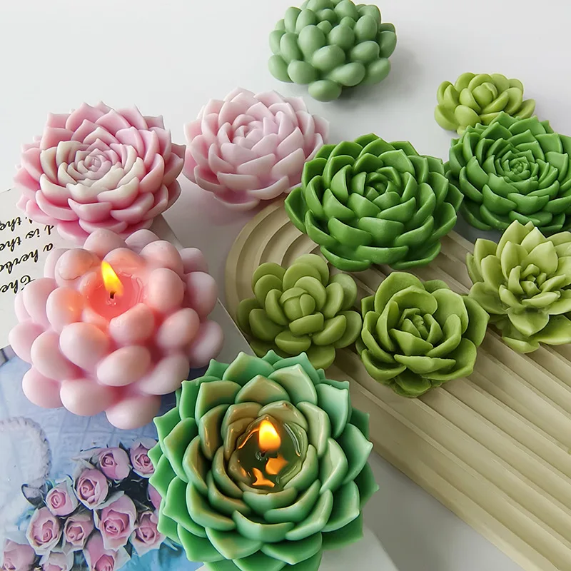 3D candela succulenta stampo in Silicone fiori di piante fai da te sapone gesso artigianato stampo in resina fatti a mano caramelle al cioccolato