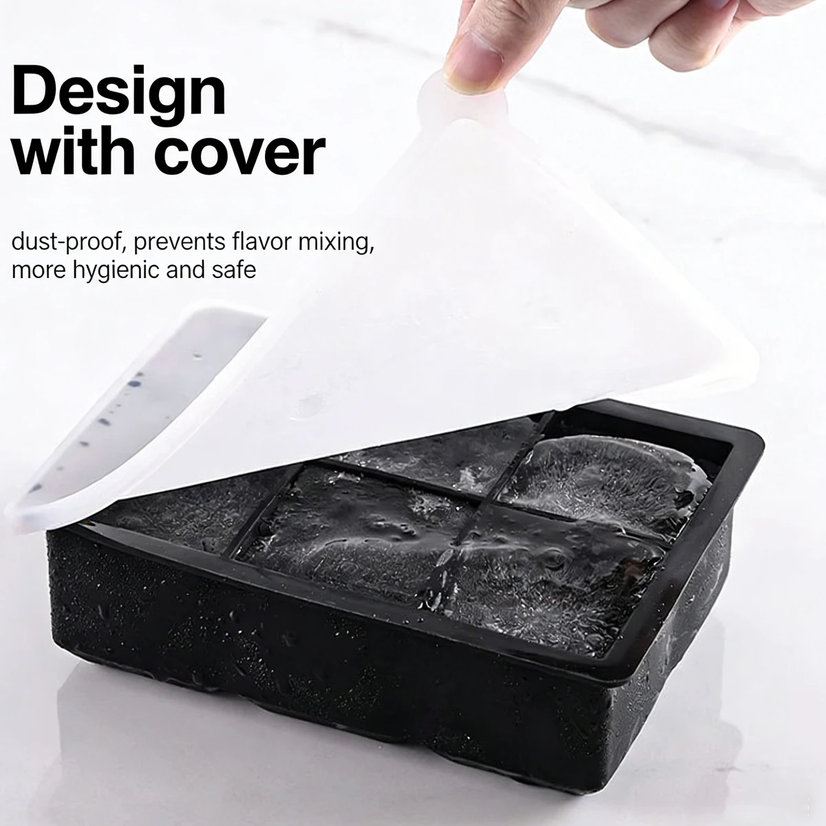 Large Square Ice Cube Mold, Silicone Large Ice Cube Tray, Easy-To-Remove and Stackable Ice Cube Tray, Suitable for Freezer, Traditional Ice Cube Mold Suitable for Whiskey/Cocktails/Drinks