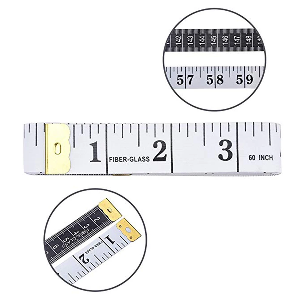 

1pc Soft Tape Measure 150X2Cm White Fiberglass Vinyl Inch Centimeter Lightweight Durable Water Resistant For Sewing Tailor