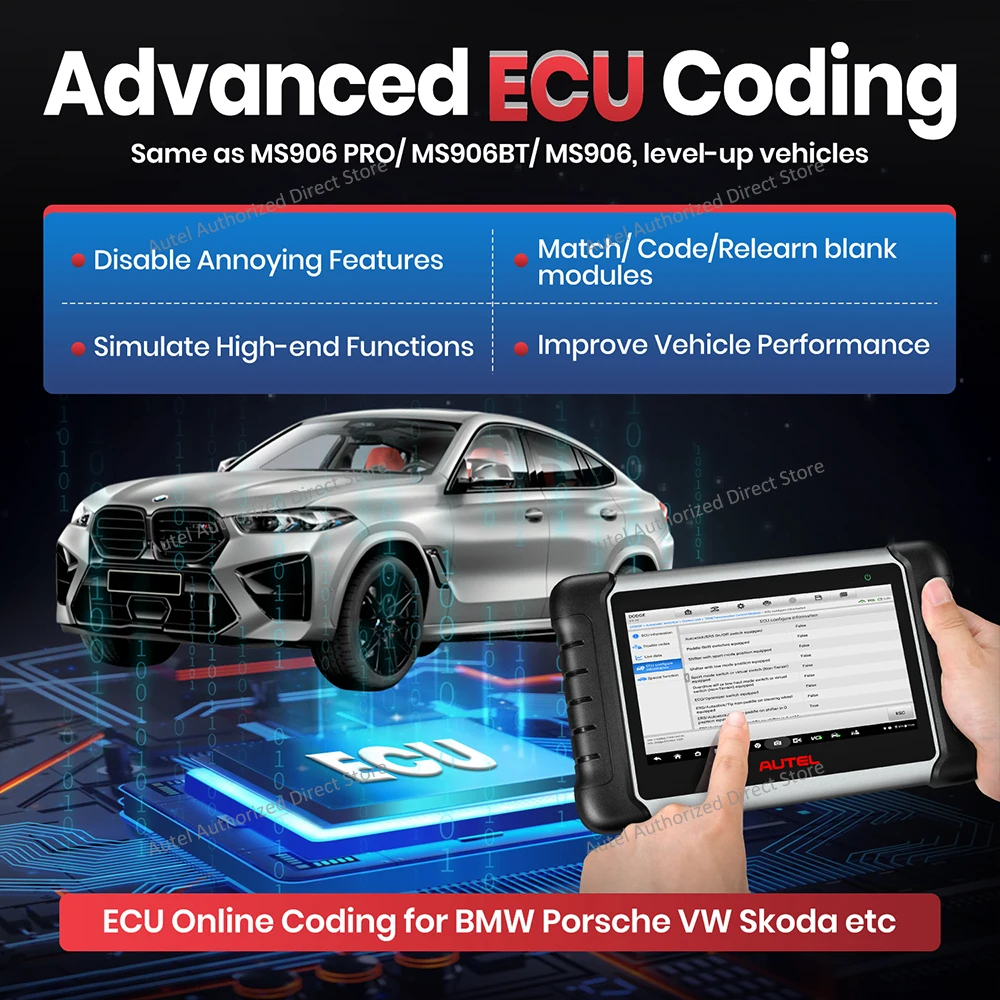 Autel MaxiPRO MP808BT PRO OBD2 Scanner Car Diagnostic Tools Online ECU Coding VAG Guided, Active Test PK MK900BT MP900 MP808S