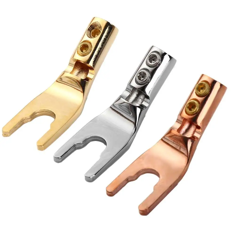 Gold Plated Connector Plug Wire Connector Hifi Banana Plug Y Type Binding Post U/Y Fork Spade Male Audio Amplifier Adapter